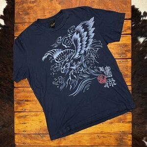 Lucky Brand “Kanji Eagle” vintage slub tee. EUC